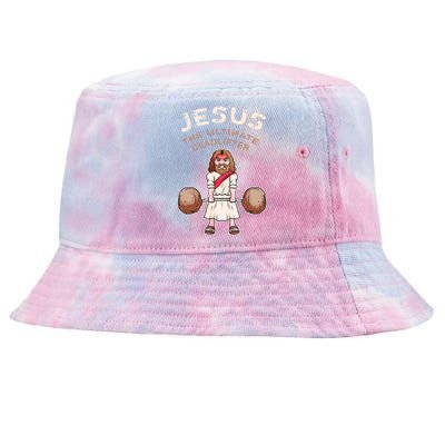 Jesus The Ultimate Deadlifter Funny Jesus Deadlift Gift Tie-Dyed Bucket Hat