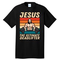 Jesus The Ultimate Deadlifter Funny Vintage Gym Christian Tall T-Shirt