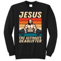 Jesus The Ultimate Deadlifter Funny Vintage Gym Christian Tall Sweatshirt