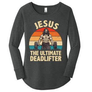 Jesus The Ultimate Deadlifter For Gym Men Women Women's Perfect Tri Tunic Long Sleeve Shirt