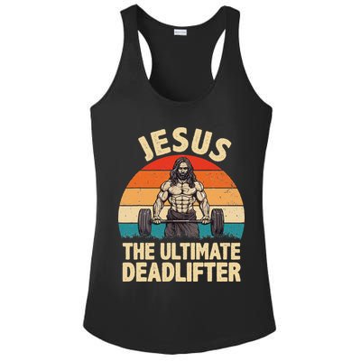 Jesus The Ultimate Deadlifter For Gym Men Women Ladies PosiCharge Competitor Racerback Tank