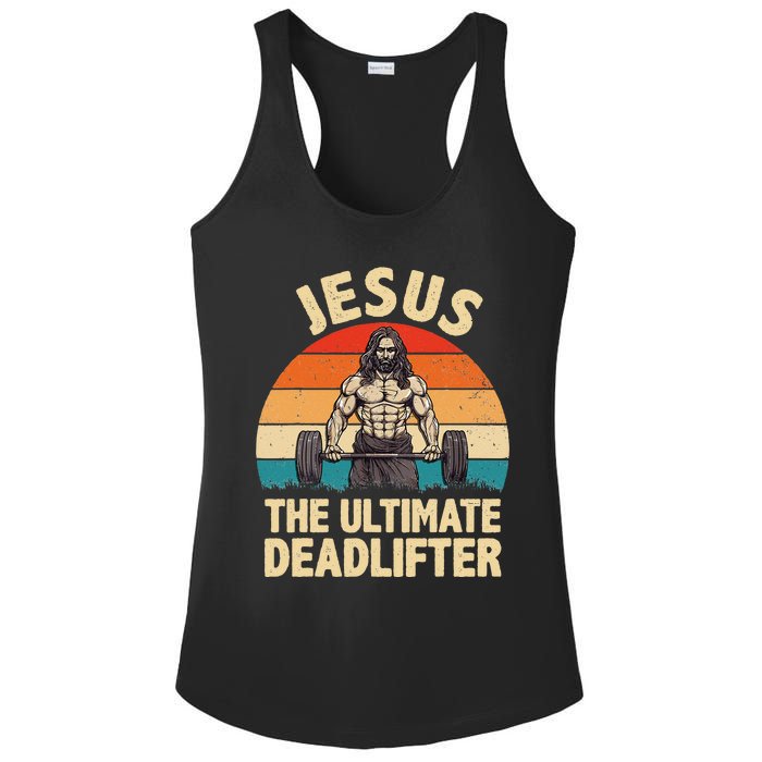 Jesus The Ultimate Deadlifter For Gym Men Women Ladies PosiCharge Competitor Racerback Tank