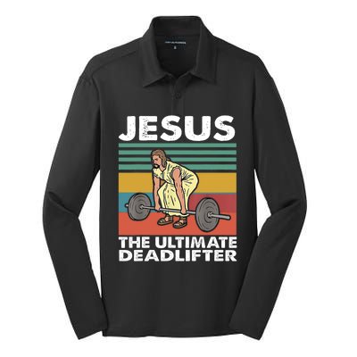 Jesus The Ultimate Deadlifter Funny Jesus Lifting Gym Gift Silk Touch Performance Long Sleeve Polo