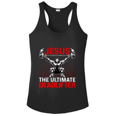 Jesus The Ultimate Deadlifter Buff Muscle Jesus Deadlift Gift Ladies PosiCharge Competitor Racerback Tank