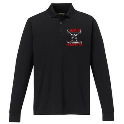 Jesus The Ultimate Deadlifter Vintage Jesus Christ Lovers Performance Long Sleeve Polo