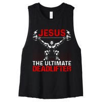 Jesus The Ultimate Deadlifter Vintage Jesus Christ Lovers Women's Racerback Cropped Tank