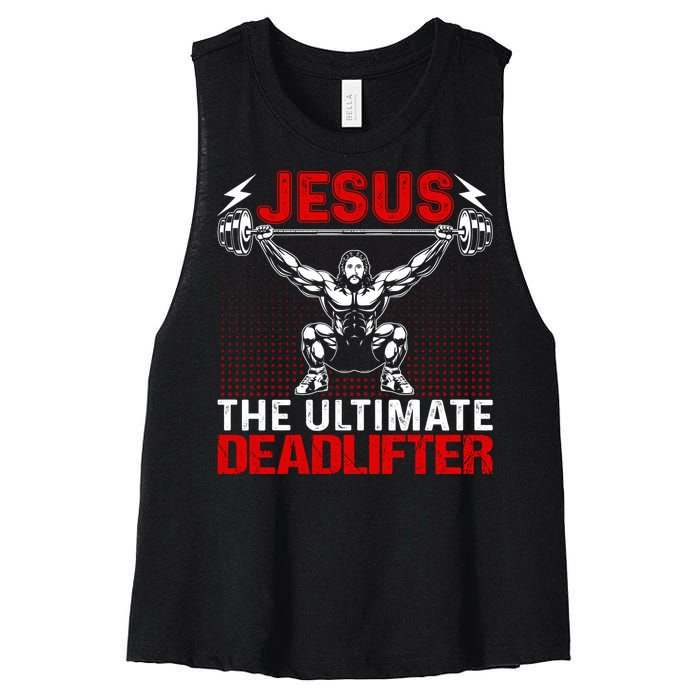 Jesus The Ultimate Deadlifter Vintage Jesus Christ Lovers Women's Racerback Cropped Tank