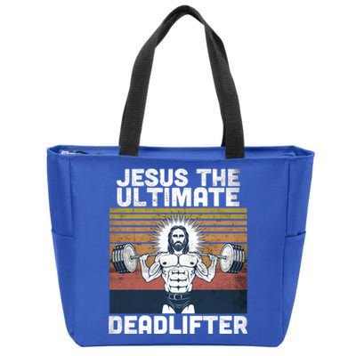 Jesus The Ultimate Deadlifter Fitness Vintage Jesus Gym Gift Zip Tote Bag