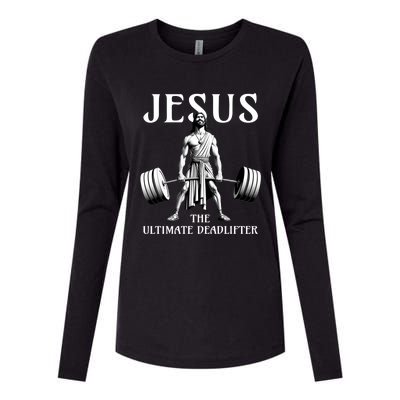 Jesus The Ultimate Deadlifter Funny Christian Gym Gift Womens Cotton Relaxed Long Sleeve T-Shirt