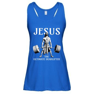 Jesus The Ultimate Deadlifter Funny Christian Gym Gift Ladies Essential Flowy Tank