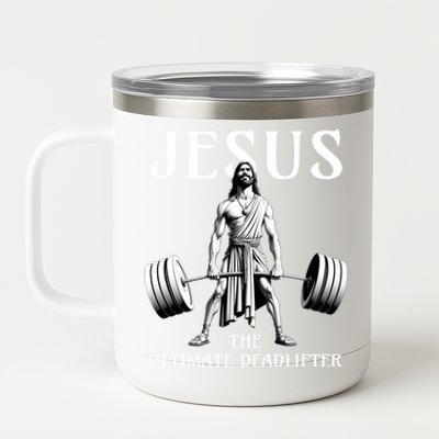 Jesus The Ultimate Deadlifter Funny Christian Gym Gift 12 oz Stainless Steel Tumbler Cup