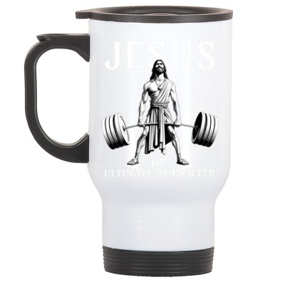 Jesus The Ultimate Deadlifter Funny Christian Gym Gift Stainless Steel Travel Mug