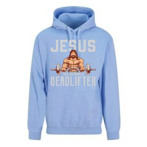 Jesus The Ultimate Deadlifter Gift Lifting Workout Gym Gift Unisex Surf Hoodie