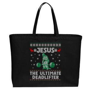 Jesus The Ultimate Deadlifter Christmas Ugly Gift Cotton Canvas Jumbo Tote