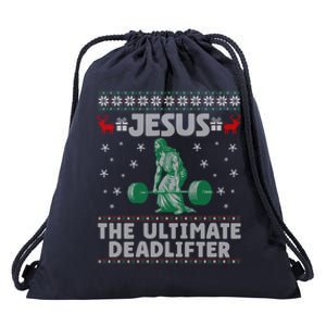 Jesus The Ultimate Deadlifter Christmas Ugly Gift Drawstring Bag