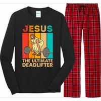 Jesus The Ultimate Deadlifter Vintage Gym Christian Long Sleeve Pajama Set