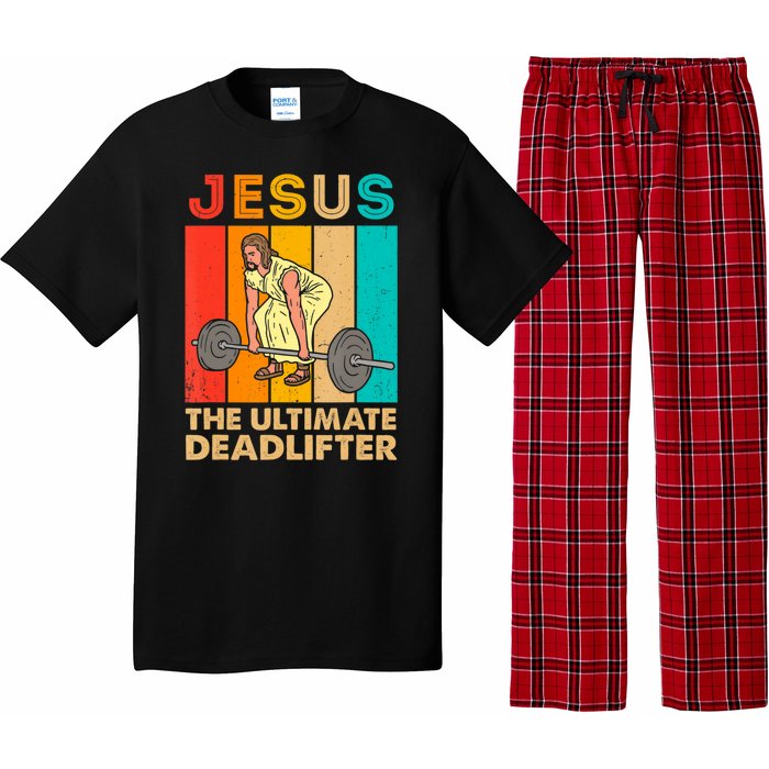 Jesus The Ultimate Deadlifter Vintage Gym Christian Pajama Set