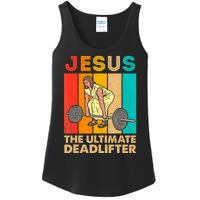 Jesus The Ultimate Deadlifter Vintage Gym Christian Ladies Essential Tank