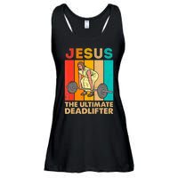 Jesus The Ultimate Deadlifter Vintage Gym Christian Ladies Essential Flowy Tank