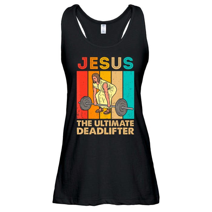 Jesus The Ultimate Deadlifter Vintage Gym Christian Ladies Essential Flowy Tank