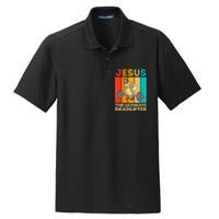 Jesus The Ultimate Deadlifter Vintage Gym Christian Dry Zone Grid Polo