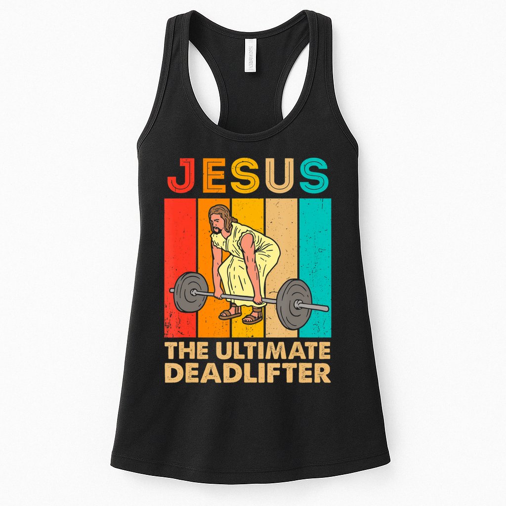 Jesus The Ultimate Deadlifter Vintage Gym Christian Womens Tank Top