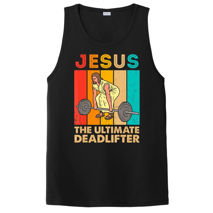 Jesus The Ultimate Deadlifter Vintage Gym Christian PosiCharge Competitor Tank