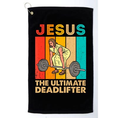 Jesus The Ultimate Deadlifter Vintage Gym Christian Golf Towel