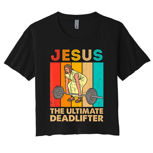 Jesus The Ultimate Deadlifter Vintage Gym Christian Crop Top
