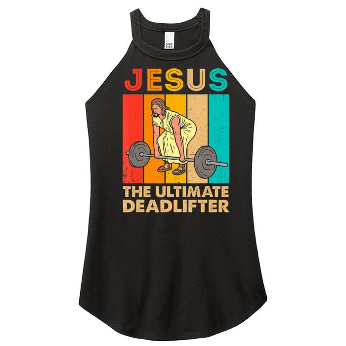 Jesus The Ultimate Deadlifter Vintage Gym Christian Women's Perfect Tri Rocker Tank