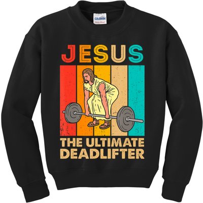 Jesus The Ultimate Deadlifter Vintage Gym Christian Kids Sweatshirt