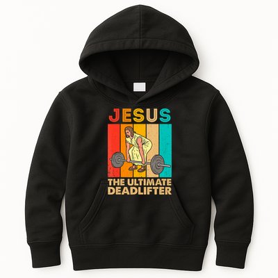 Jesus The Ultimate Deadlifter Vintage Gym Christian Kids Hoodie