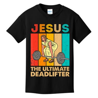 Jesus The Ultimate Deadlifter Vintage Gym Christian Kids T-Shirt