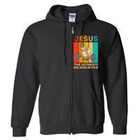 Jesus The Ultimate Deadlifter Vintage Gym Christian Full Zip Hoodie