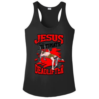 Jesus The Ultimate Deadlifter Msucle Deadlifting Funny Gift Ladies PosiCharge Competitor Racerback Tank