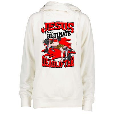 Jesus The Ultimate Deadlifter Msucle Deadlifting Funny Gift Womens Funnel Neck Pullover Hood