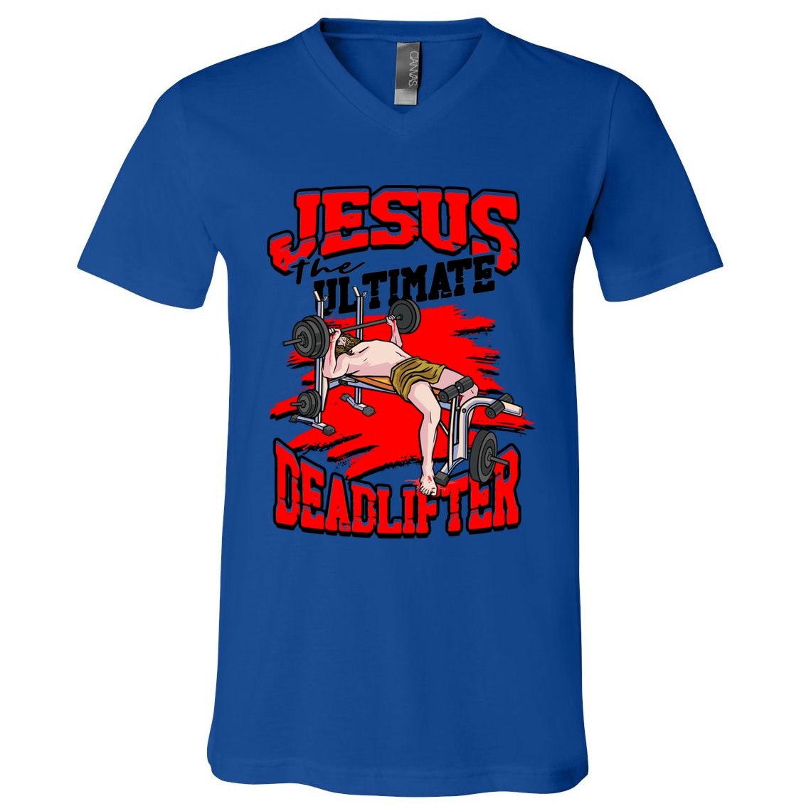 Jesus The Ultimate Deadlifter Msucle Deadlifting Funny Gift V-Neck T-Shirt
