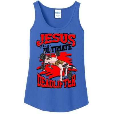 Jesus The Ultimate Deadlifter Msucle Deadlifting Funny Gift Ladies Essential Tank