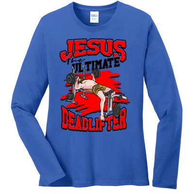 Jesus The Ultimate Deadlifter Msucle Deadlifting Funny Gift Ladies Long Sleeve Shirt