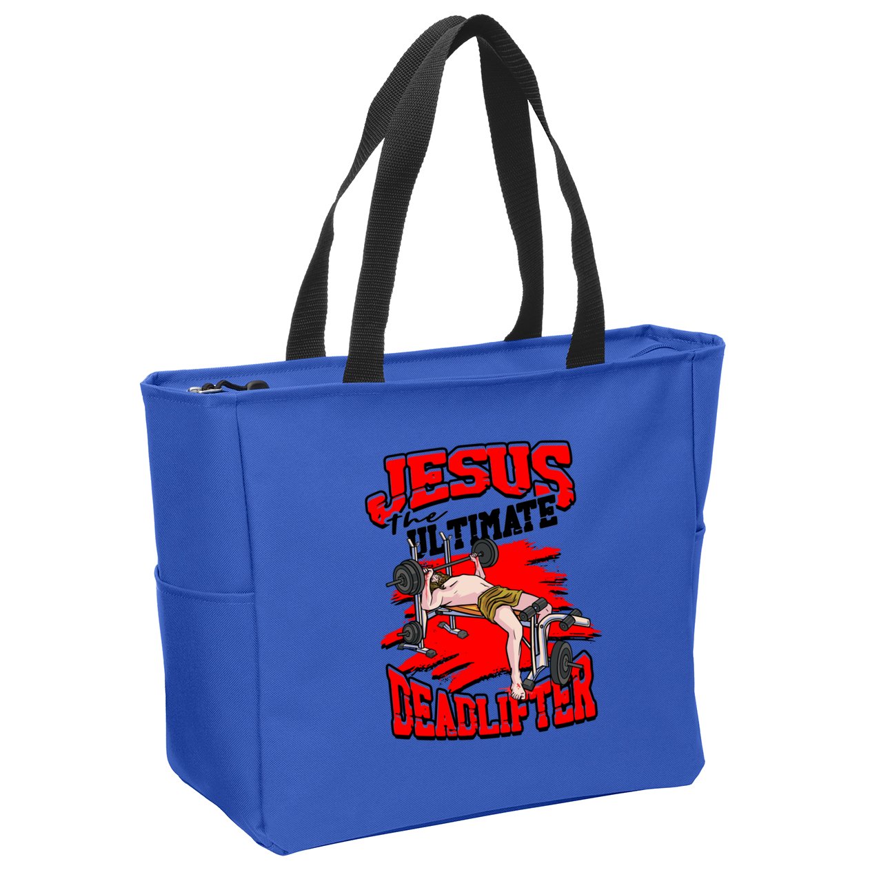 Jesus The Ultimate Deadlifter Msucle Deadlifting Funny Gift Zip Tote Bag