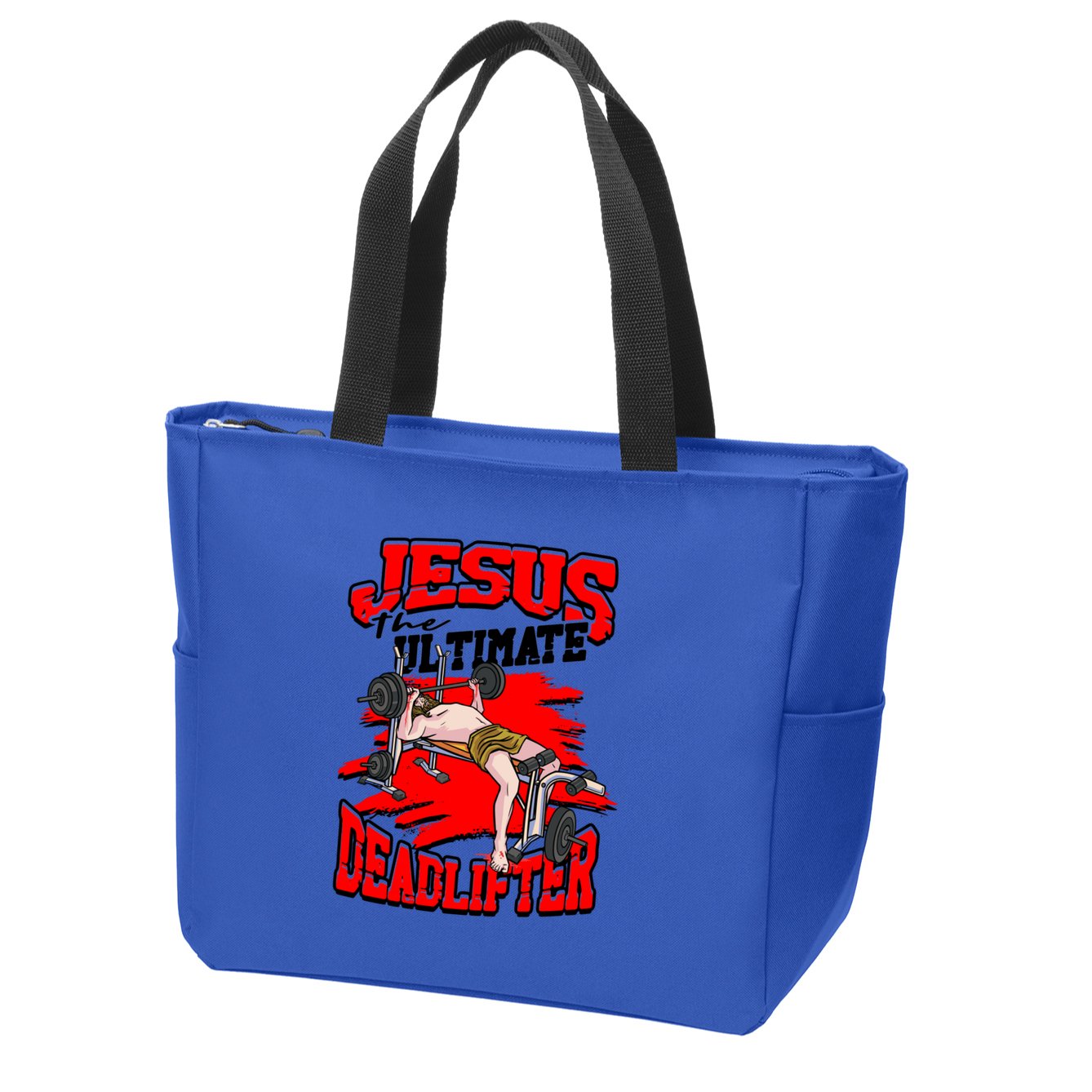 Jesus The Ultimate Deadlifter Msucle Deadlifting Funny Gift Zip Tote Bag