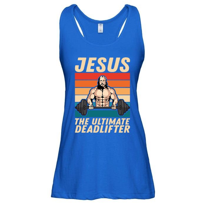 Jesus The Ultimate Deadlifter Funny Vintage Gym Christian Gift Ladies Essential Flowy Tank