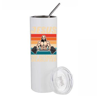 Jesus The Ultimate Deadlifter Funny Vintage Gym Christian Gift Stainless Steel Tumbler