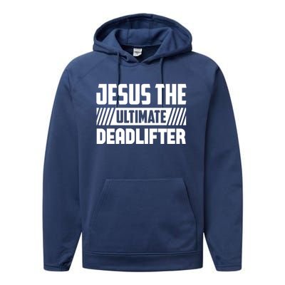 Jesus The Ultimate Deadlifter Is Funny Jesus Lifting Gym Cool Gift Performance Fleece Hoodie