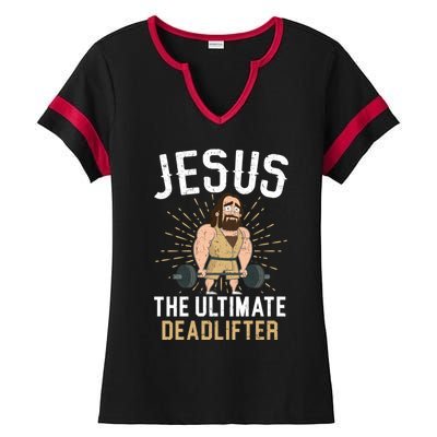 Jesus The Ultimate Deadlifter Religious Christian Believer Cool Gift Ladies Halftime Notch Neck Tee