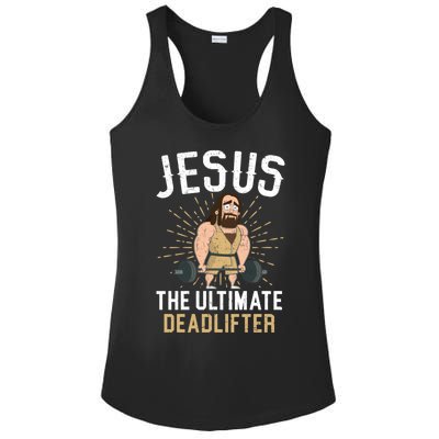 Jesus The Ultimate Deadlifter Religious Christian Believer Cool Gift Ladies PosiCharge Competitor Racerback Tank