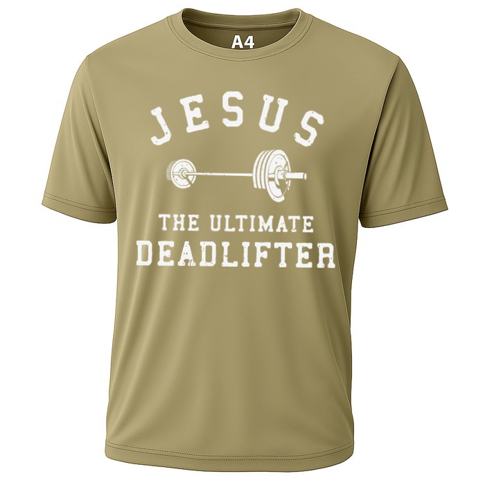 Jesus The Ultimate Deadlifter Christian Gym Workout Exercise Cooling Performance Crew T-Shirt