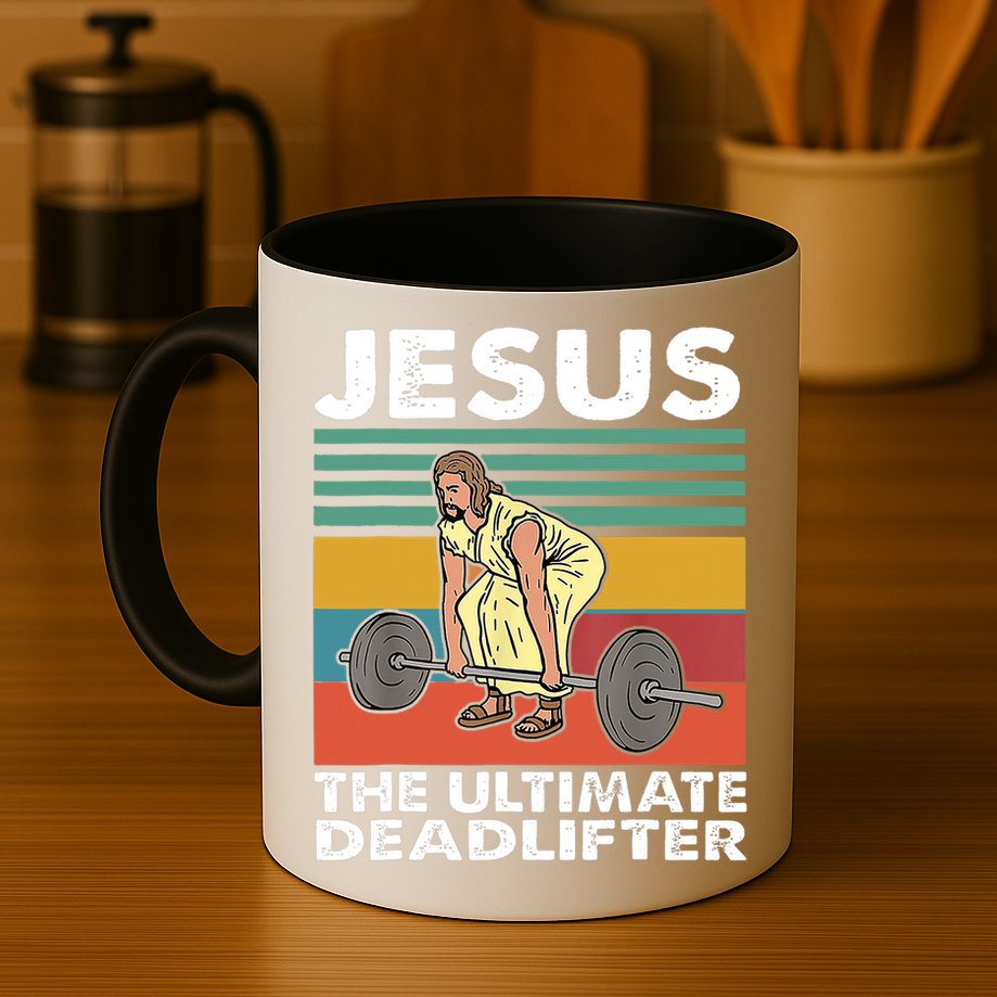 Jesus The Ultimate Deadlifter Funny Jesus Lifting Gym Mug