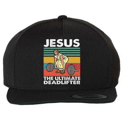 Jesus The Ultimate Deadlifter Funny Jesus Lifting Gym Wool Snapback Cap