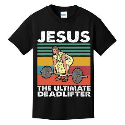 Jesus The Ultimate Deadlifter Funny Jesus Lifting Gym Kids T-Shirt